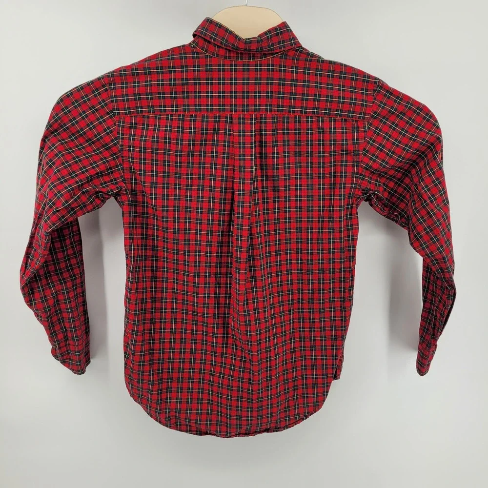 Ralph Lauren Boys Large‎ Red Plaid Long Sleeve Button Down Shirt Classic Fit